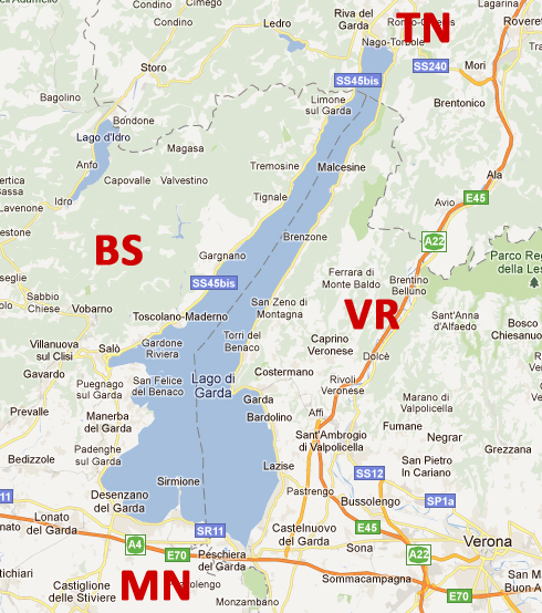 Lago di Garda cartina, mappa, piantina